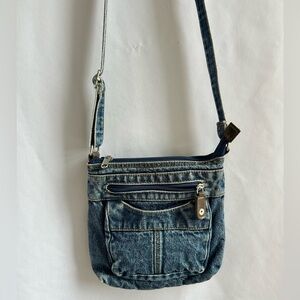 Small denim jean crossbody bag purse